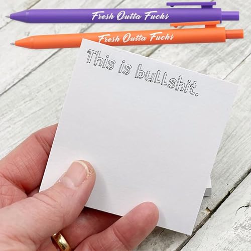Miniatura 3 de Fresh Outta Fucks - Juego de notas adhesivas y bolígrafo, divertidos suministros de oficina, regalos de elefante blanco para amigos, compañeros de