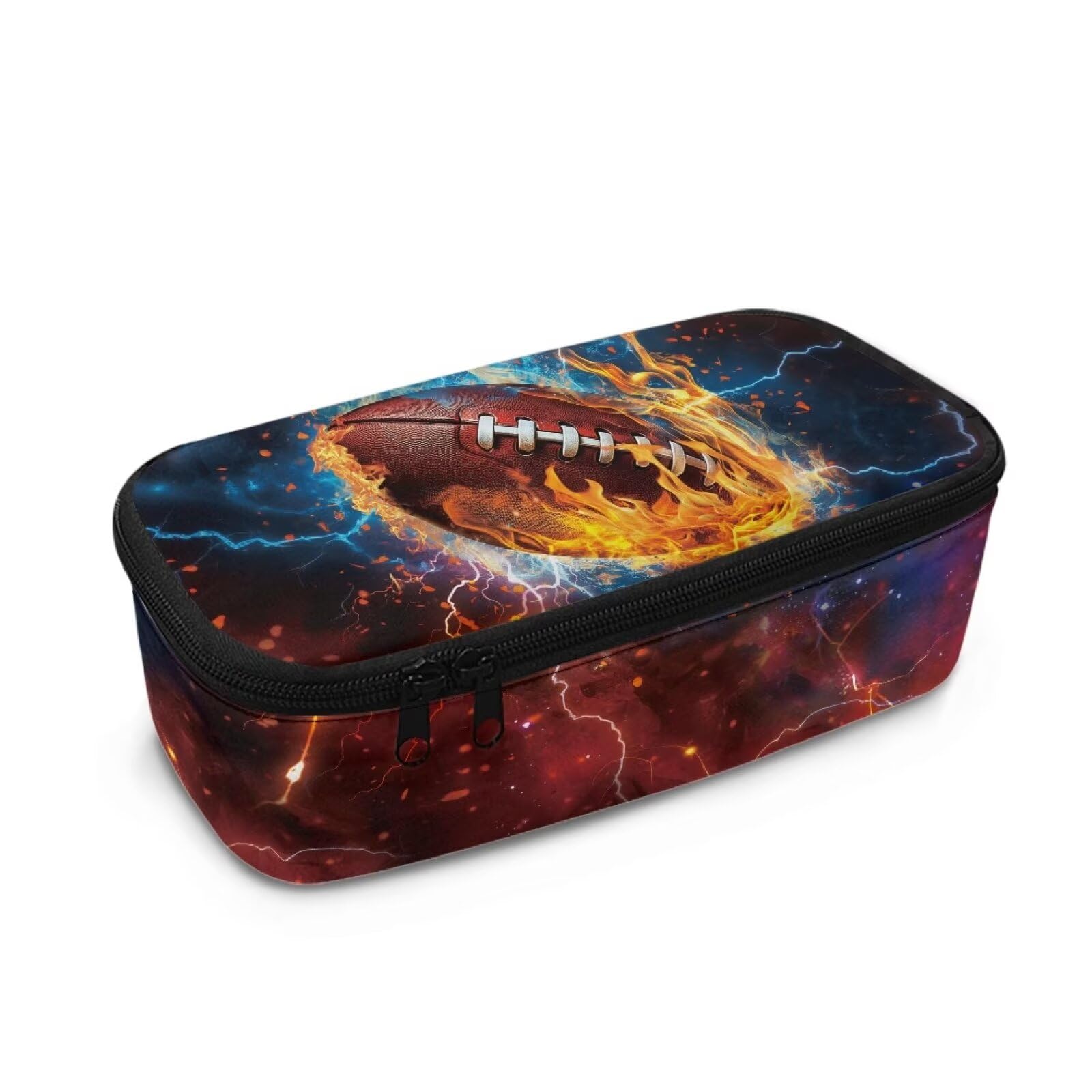 COEQINE Cool Ball Pencil Pouch for Boys 10-12 Age Middle School Cool Pencil Case for Boys Rugby Football Print Pencil Storage Bag Office Stationery Box — image 1
