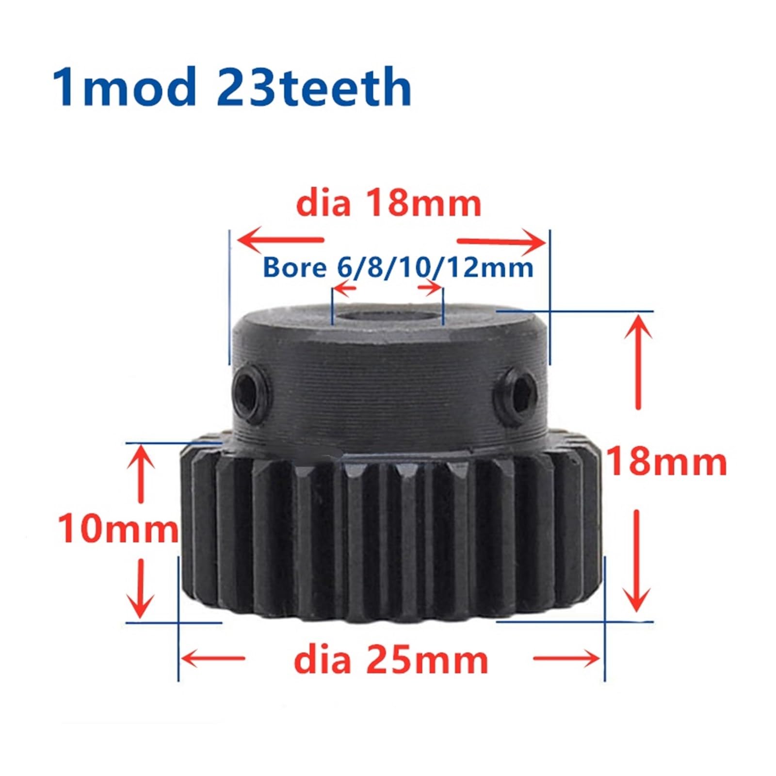 Bevel Gear Pinion Hardware Mechanical 2pcs 1 Modulus High Precision Gear Rack Steel 10 * 10 * 500mm + 2pcs 1M 23teeth 8mm Bore Pinion Steel Gear Metal Gear(12mm)
