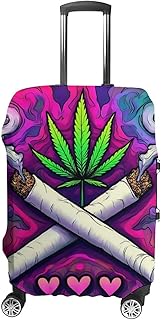 Water Resistant Trolley Case Protective Cover for 30-32 Inches Luggage, Spandex Washable Travel Suitcase Protector Covers, Trippy Love Weed Art