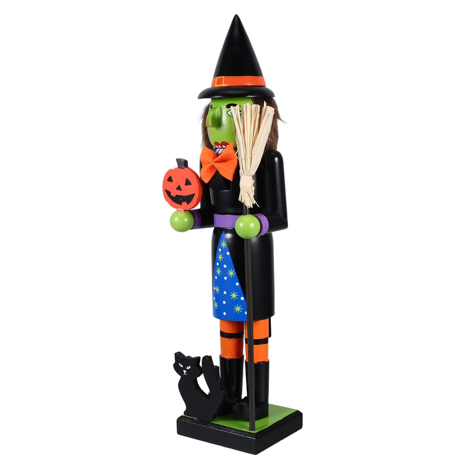 Cascanueces de madera calabaza adorno de Halloween para decoración de estantes