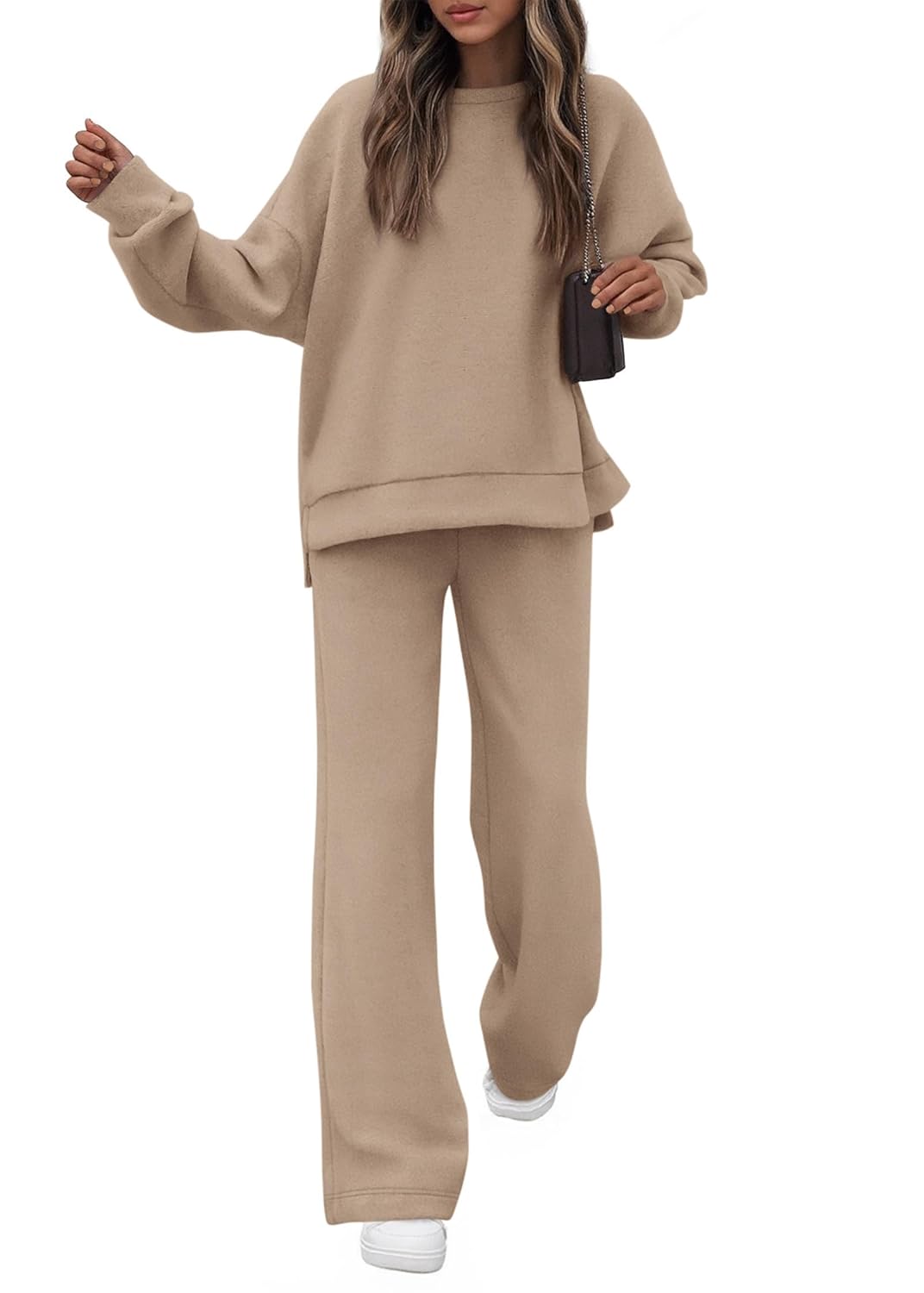 KIRUNDO Fall Sweatsuits Women 2 Piece Outfit Lounge Sets 2025 Matching Airport Oversized Sweatshirt Sweatpants Tracksuit