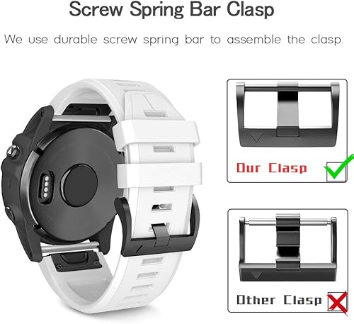 Vista 24 de ANCOOL Correa de reloj Garmin Fenix 5X/7X/6X Quickfit de 1.024 in compatible con Fenix 6X Pro/5X Plus/7X Pro/8 2.008 in (paquete de 7) Negro, gris