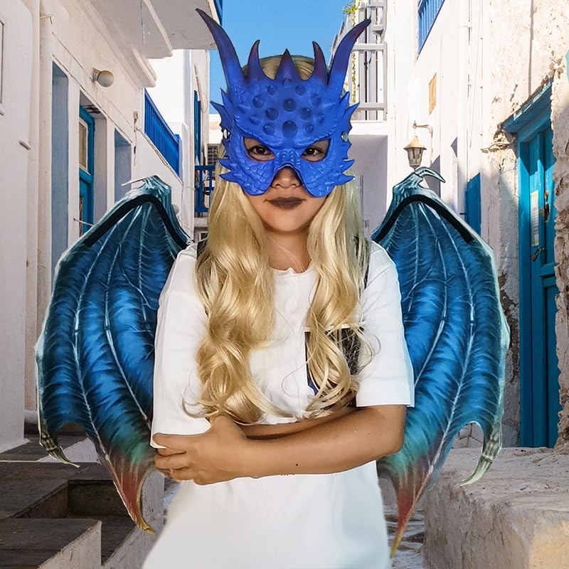 Miniatura 3 de Disfraz de dragón novedoso para Halloween, máscara de dragón, conjunto de alas de dragón para disfraz de cosplay para hombre y mujer