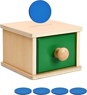 Materials Montessori Object Permanence Box, Children Wooden Coin Ball Drop Sorting Toys, Coordination Eye Hand with Drawer, Development for Infant Baby & Toddler over 36 Months Boys Girls