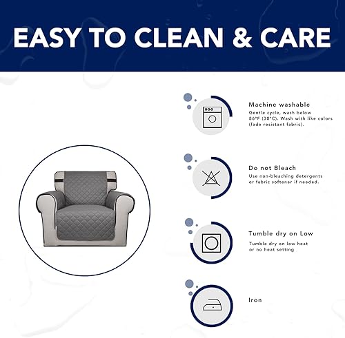 Miniatura 7 de PureFit Funda de sofá reversible resistente al agua, lavable a máquina, con espuma antideslizante y correa ajustable para perros, mascotas (sofá