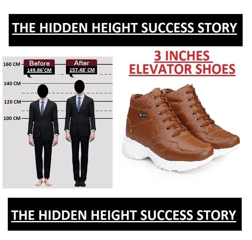 Image of YUVRATO BAXI 3 Inch Hidden Height Increasing Casual Outdoor Sneakers Boots.Height Elevator Boots