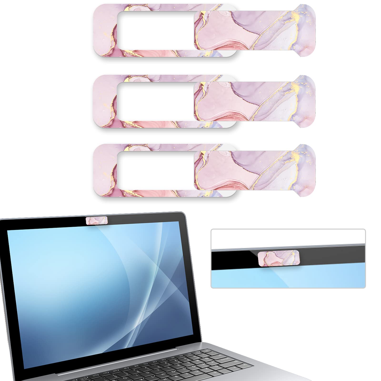 Webcam Cover, 3 Pieces, Laptop Camera Cover, Privacy Shielding Capacity is Twice as Big as The Traditional, Suitable for Computer Mobile Phones, laptops, Tablets and so on (Pink Marble)-image-41