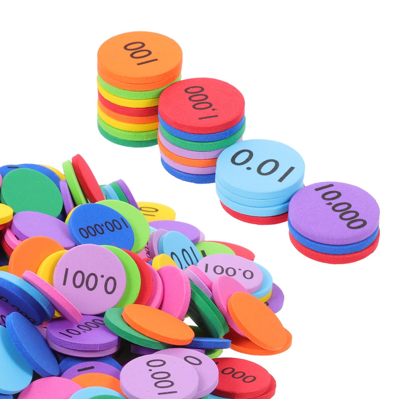 BESPORTBLE Place Value Disks 160 Pieces Math Number Disks Round Counters for Early Childhood Learning Arithmetic Practice Colourful Numbered Discs for Family Play and Classroom Use