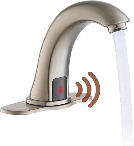 Miniatura 10 de Grifo de fregadero de baño sin contacto de níquel cepillado con válvula de mezcla de control de temperatura, sensor de movimiento automático