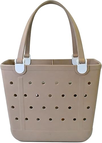 Beach Bag, Rubber Tote Bag, Waterproof Sandproof Washable Tote for Boat Pool Sports Gym Beach Travel