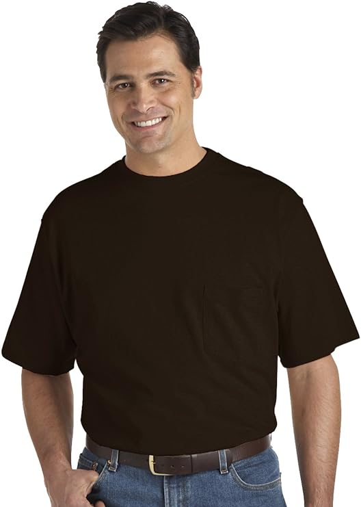 Harbor Bay by DXL Men's Big and Tall Moisture-Wicking Pocket T-Shirt Java Brown 3XLT