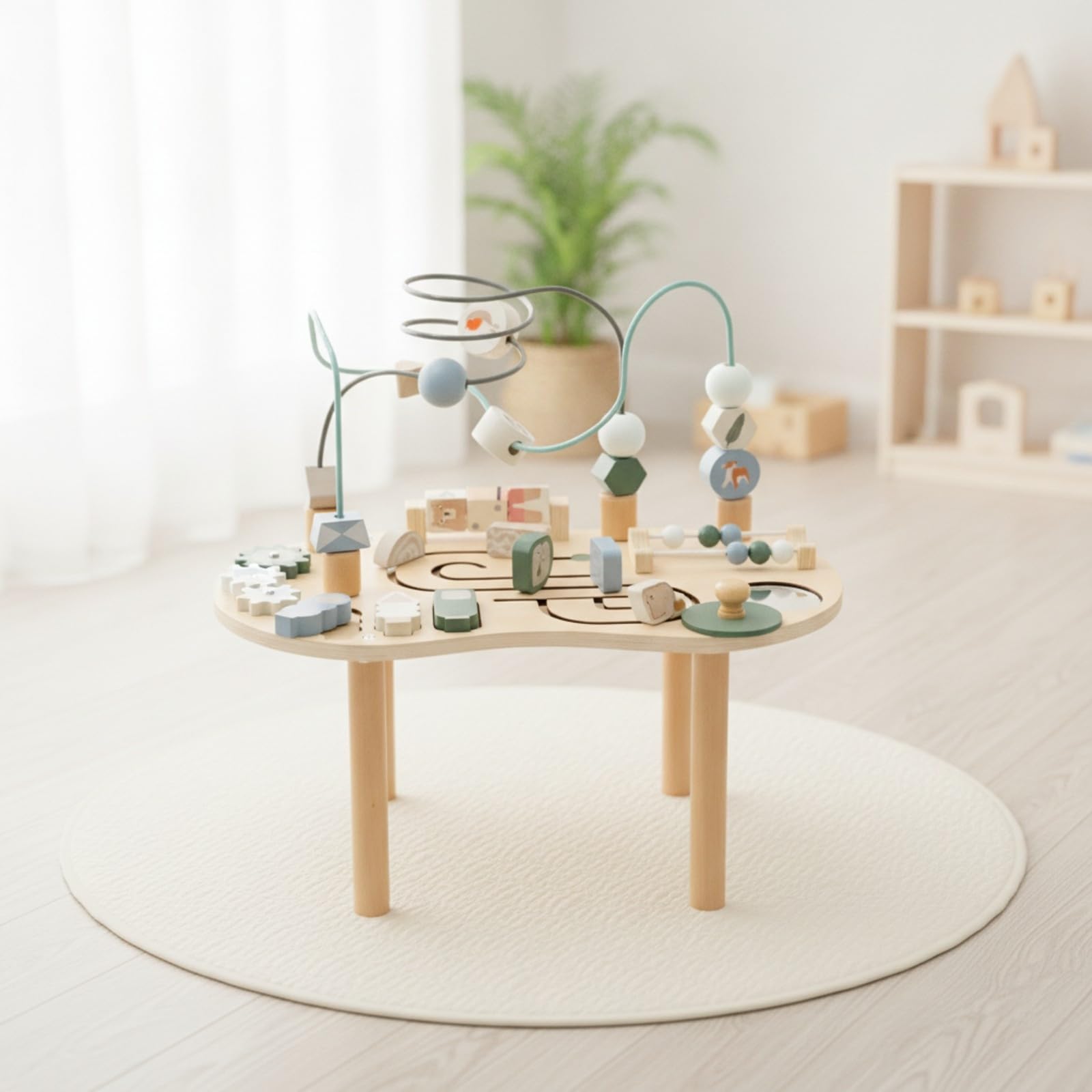 Busy Board Pedagogico Compatto | Sviluppo Motricità Fine, Gioco pedagogico in Legno, per Asilo, Bambini, Neonati