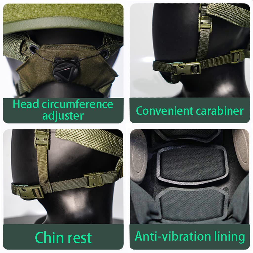 TS TAC-SKY Casco Balistico Militare NIJ IIIA 3A in Kevlar Aramidico Veloce UHMWPE con Supporto per Torcia Elettrica,Verde,M