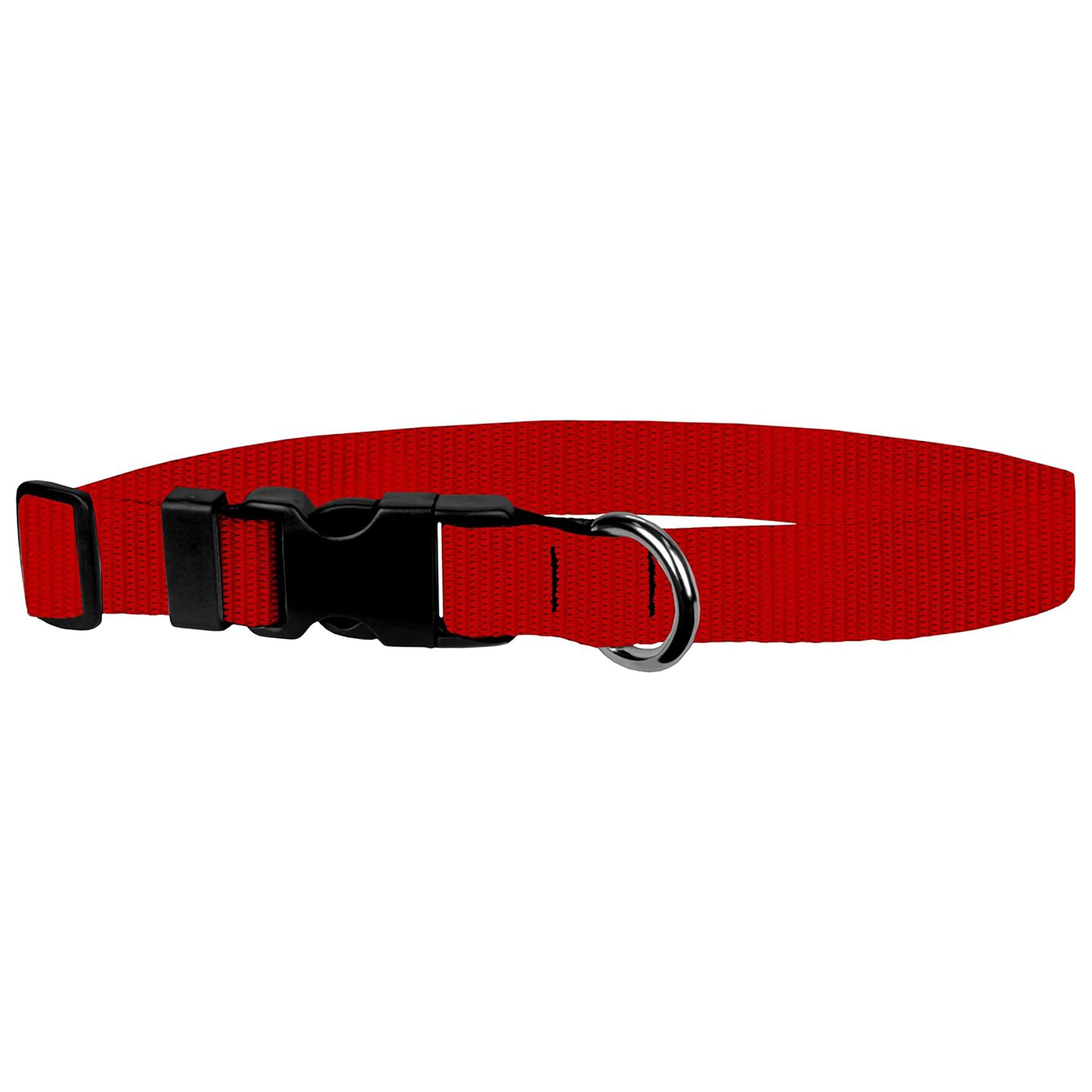 Dog Collar - Colored Adjustable Pet Collars, 1 Inch Wide, Large, Light Red