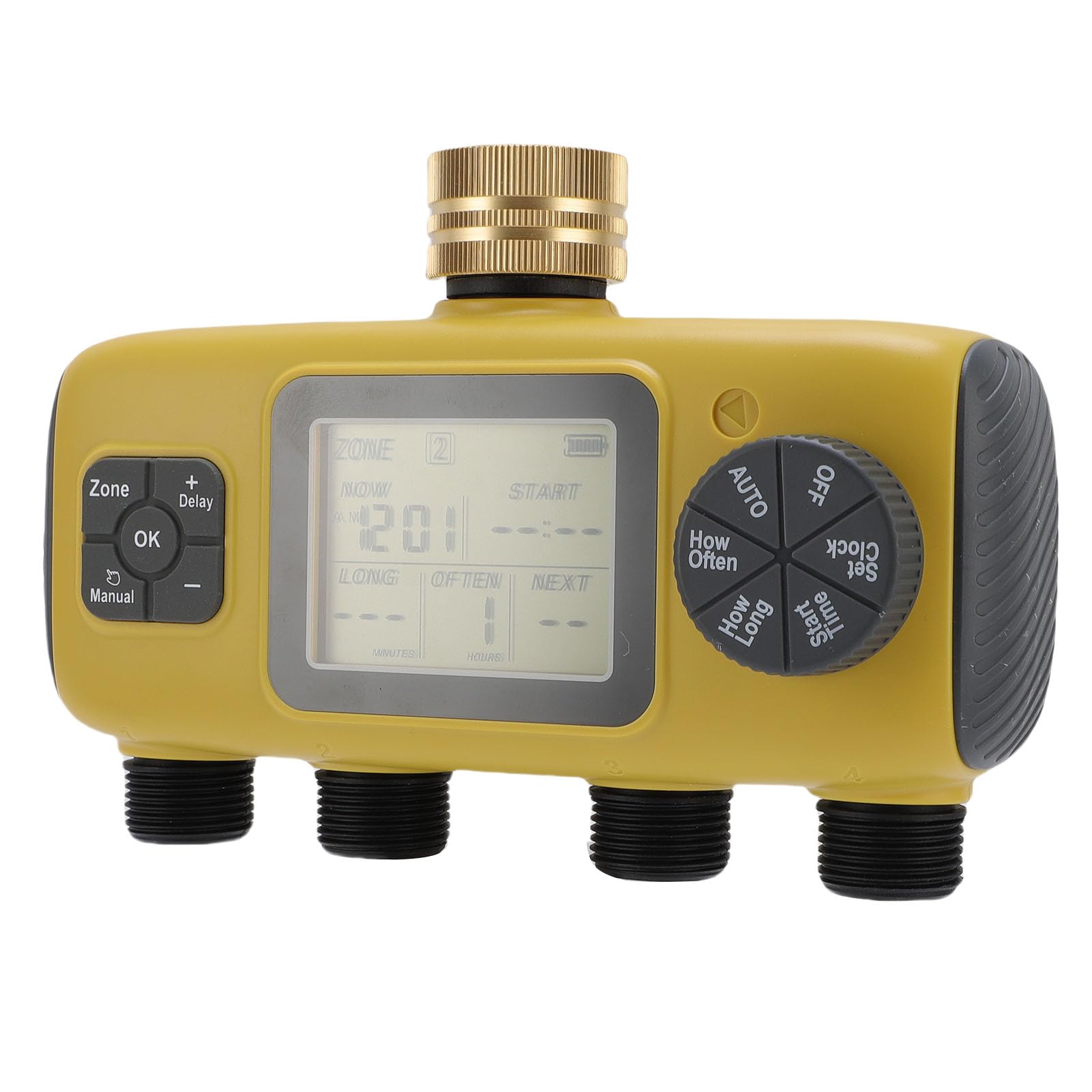 Pssopp Timer Irrigatore, di Irrigazione Automatico Impermeabile IPX5 con Display LCD, Rubinetto da 3 4 a 1 2 Pollici, Programmazione 1 12H o 30D per Irrigazione a Goccia del Prato Giardino
