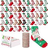 Liitrsh 60 Pairs Christmas Fuzzy Socks Bulk with Gift Tags, Cozy Funny Holiday Socks for Family Adults Women Men Gift Exchange Stocking Stuffer Xmas Party Favors