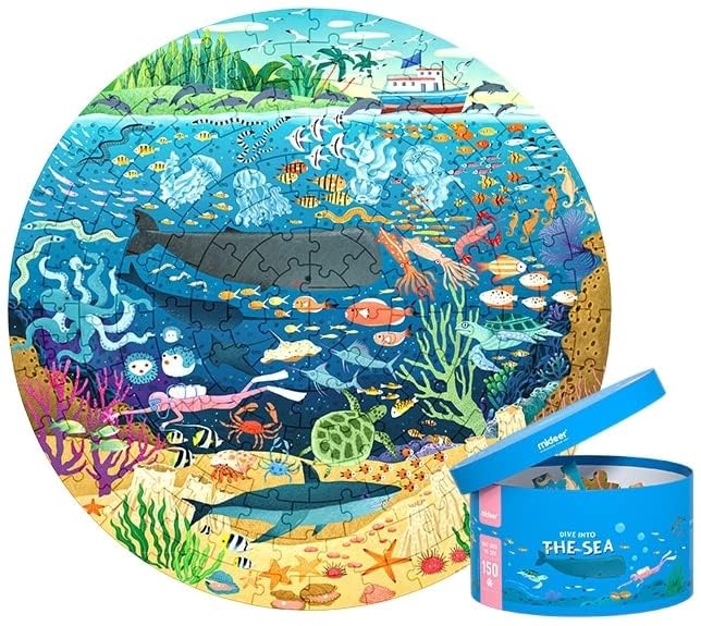 MideerRound Puzzle 150Pcs - Classical Puzzle for Kids - Nature Puzzle for Children Age 5-8 Year Olds - Preschool Montessori Toys - Dive into the Sea (Dive into the Sea)
