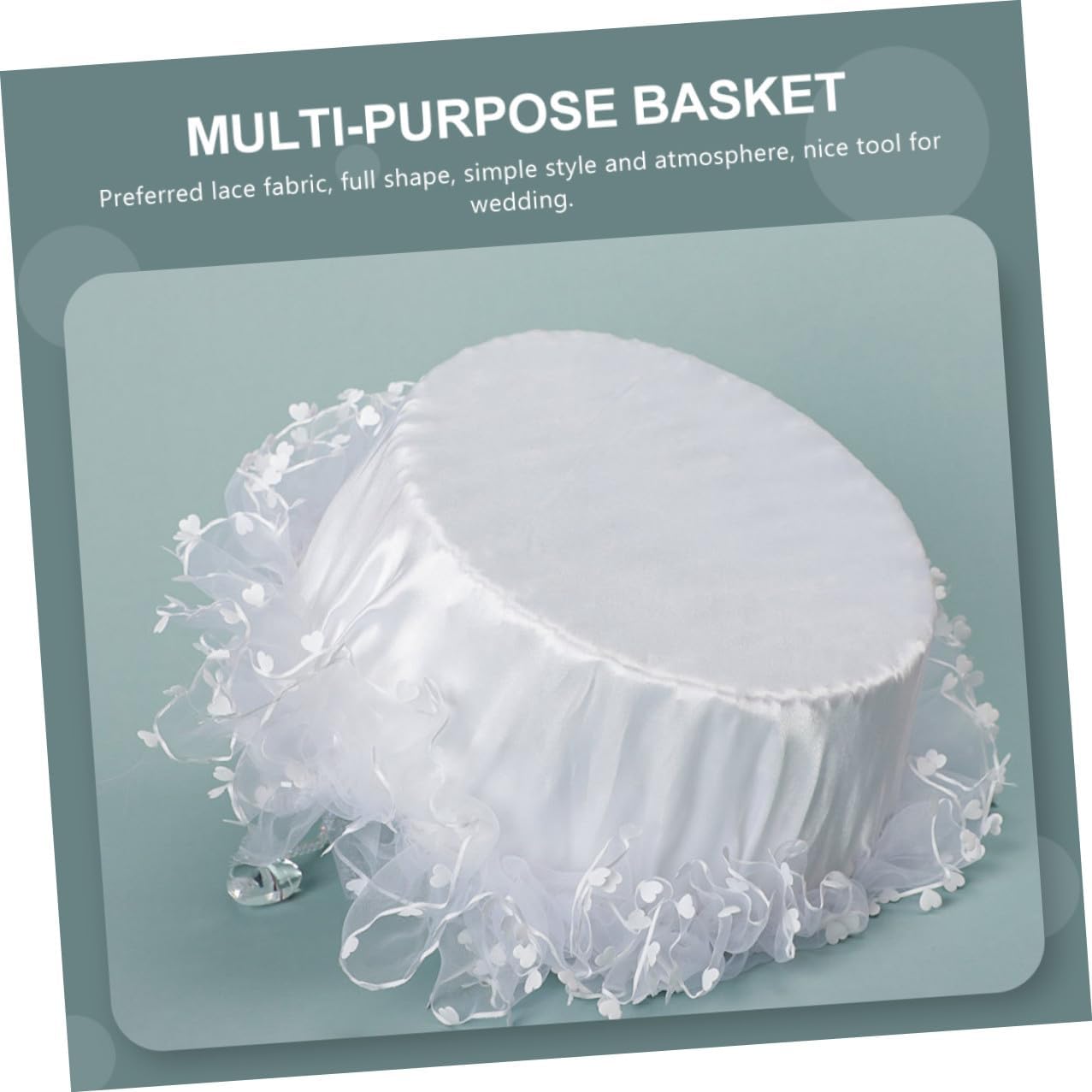 Lace Wedding Basket with Portable Handle White Flower Girl Basket Multi-purpose Ceremony Supply Handheld Flower Container for Wedding and Party Use