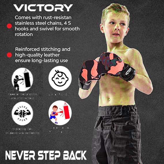 Image of VICTORY Boxing Kit for Kids| Pack of 4 (Boxing Gloves, Head Guard & Filled Punching Bag) | Boxing Training Punching Bag for Boys & Girls |