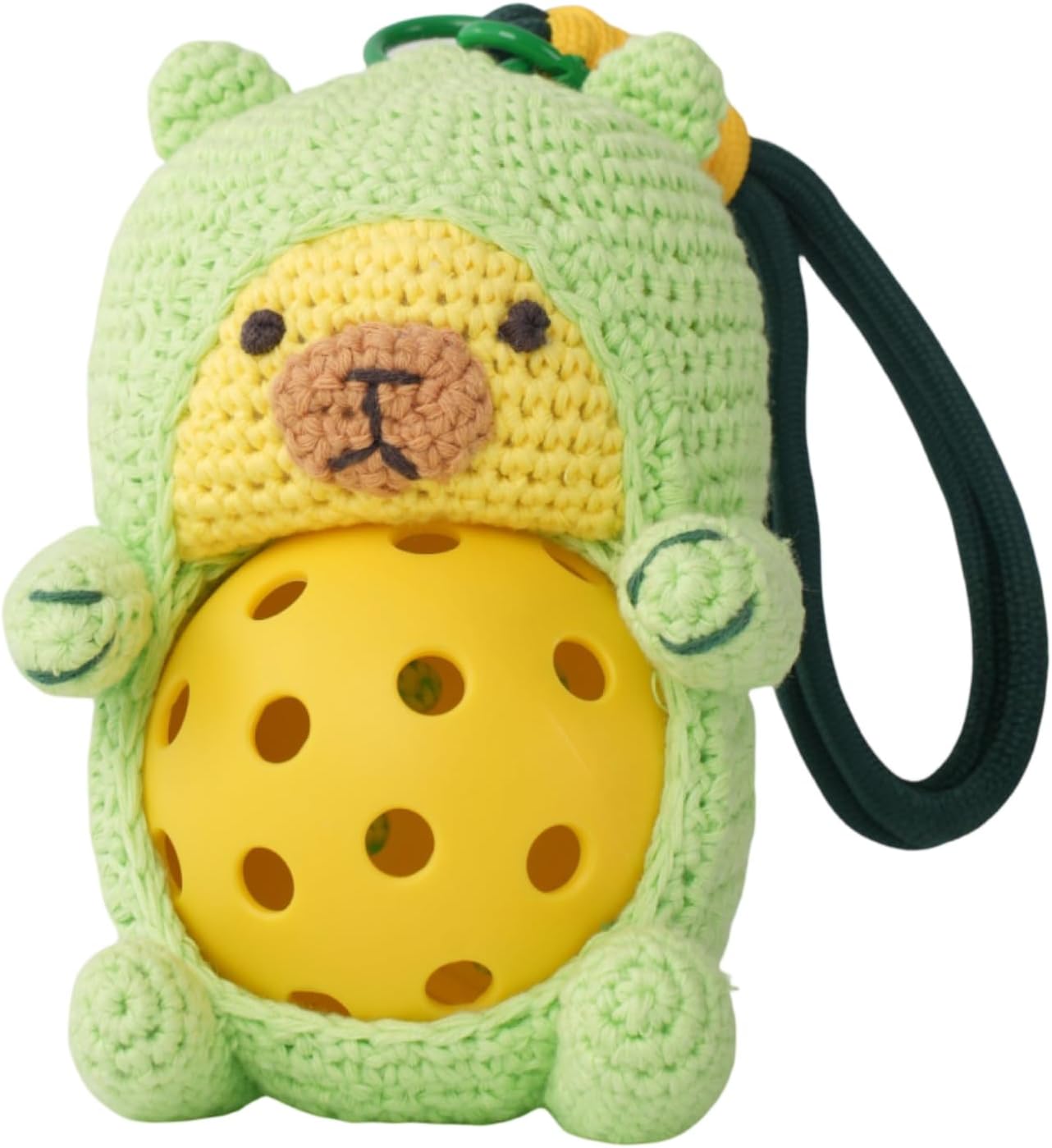 Pickle Sparkle | Pickleball Funny Gift for Women or Men | Hand-Crochet PickleDoll Capybara Keychain | Pickleball Plush Tote Bag Charm | Ideal Gift for Pickleball Players or Teammates