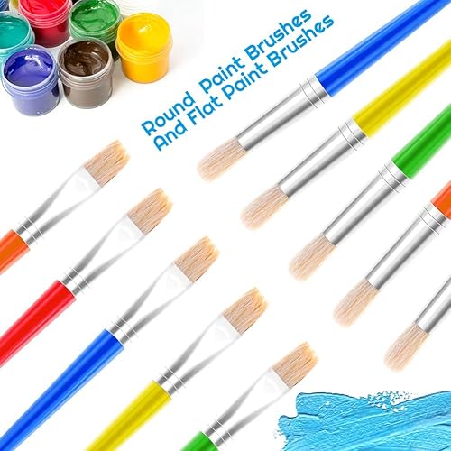 Miniatura 6 de Anezus Juego de 30 pinceles de pintura para niños con acuarela redonda jumbo y pinceles planos grandes para manualidades