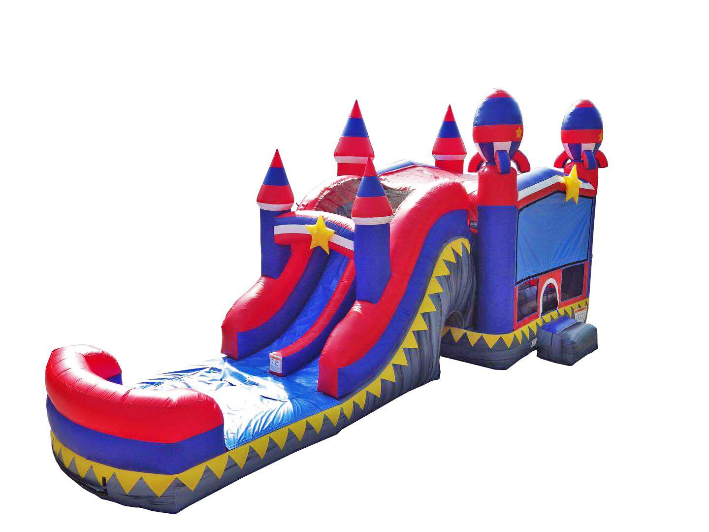 JumpOrange Commercial Grade Inflatable Rocket Titan Dual Lane Bounce House with Slide Combo and Blower, Party Combo Moonwalk, 100% PVC VINYL