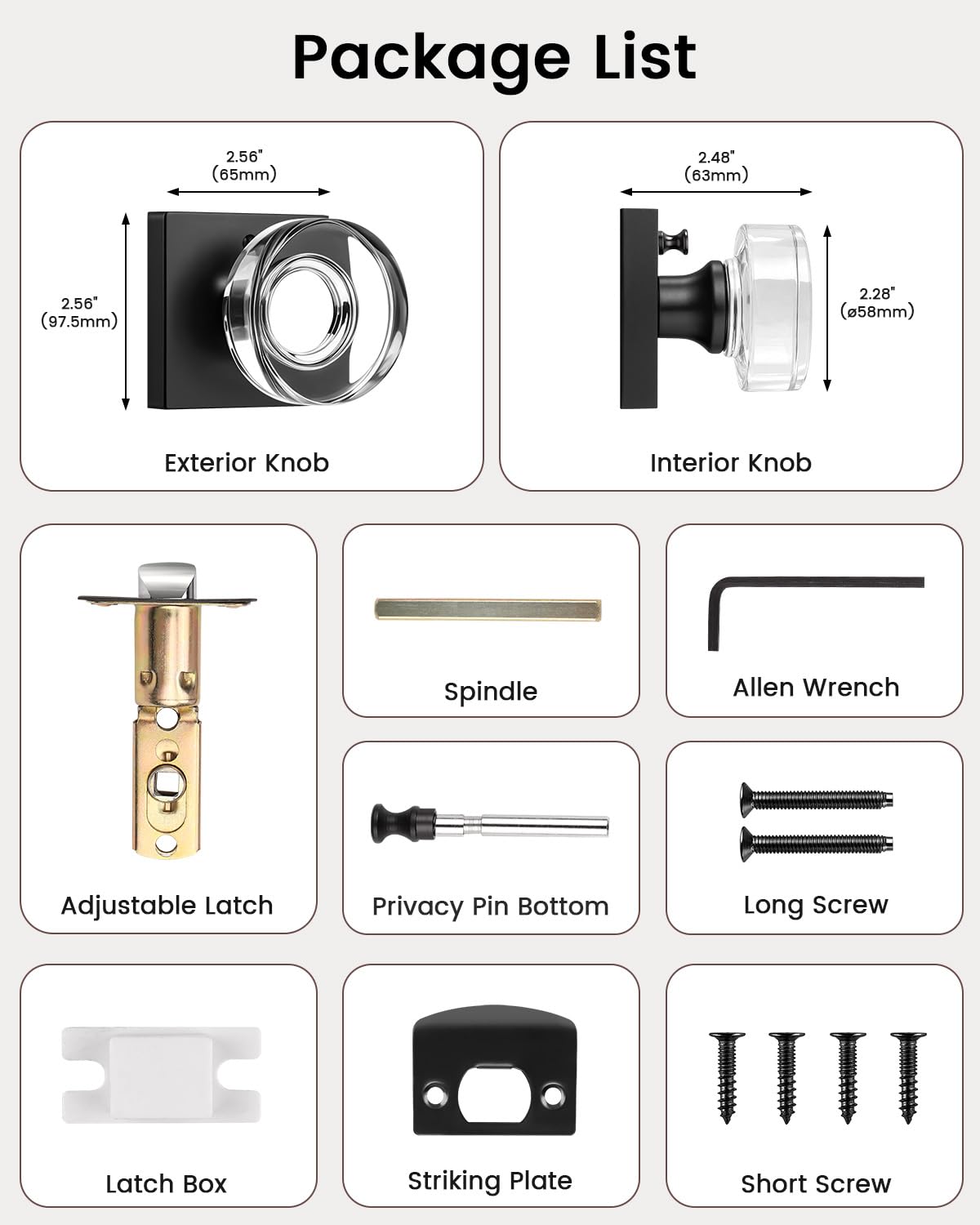 Crystal Glass Door Knobs with Lock - Privacy & Security -7 Crystal Glass Door Knobs with Lock - Privacy & Security -7