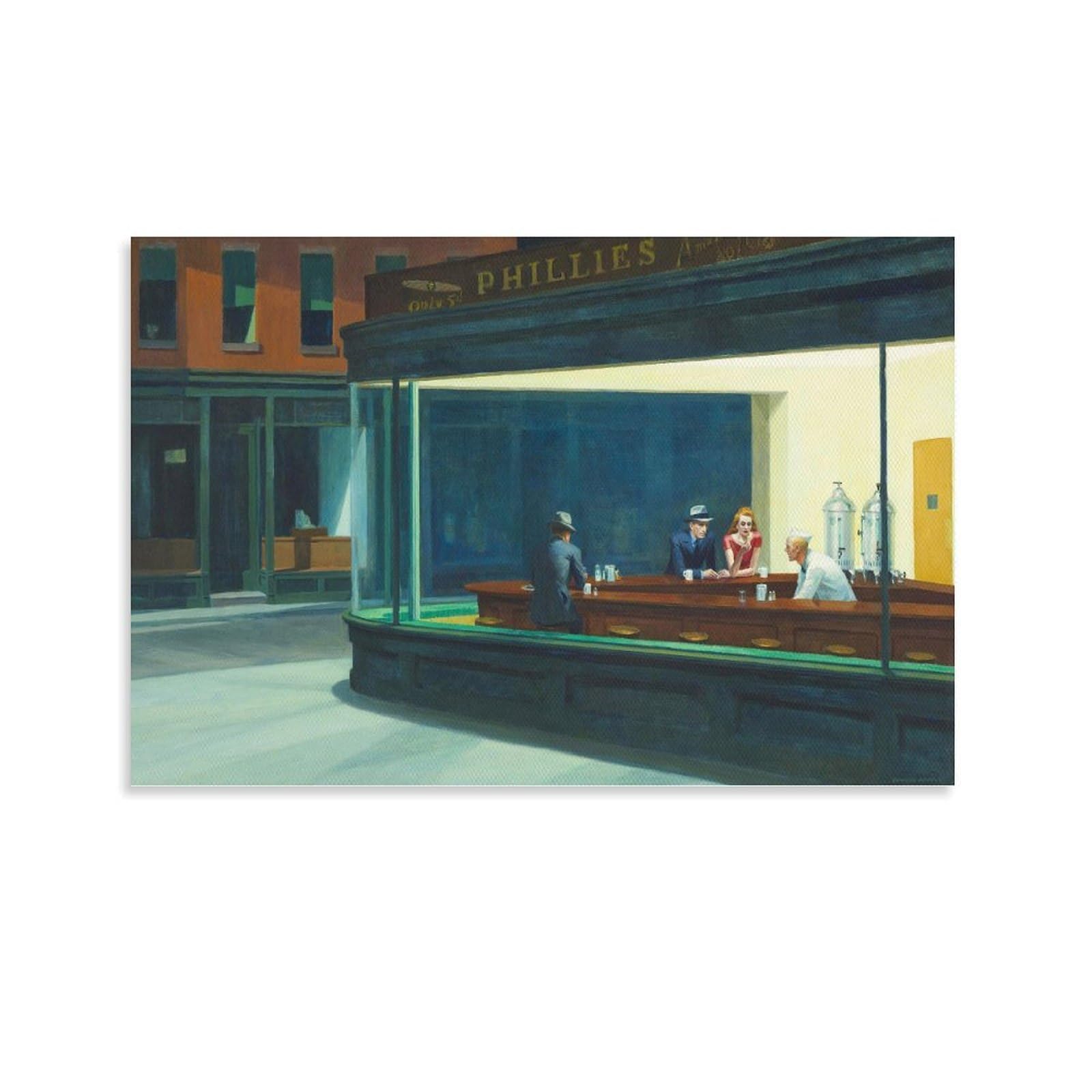 GAJUYL Famous Painting Poster Edward Hopper Nighthawks, Canvas Print Art Poster, Home Decoration Painting; Unframe; 12x18inch(30x45cm)