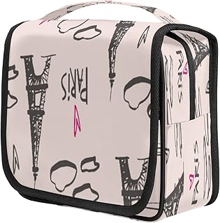 Bolsa de higiene pessoal pendurada Love portátil à prova d'água bolsa de higiene pessoal de viagem com gancho, Torre Eiffel Organizador de maquiagem de cosméticos de grande capacidade com zíper para mulheres e homens, kit de acessórios de viagem xampu banheiro bolsa de higiene pessoal de Natal
