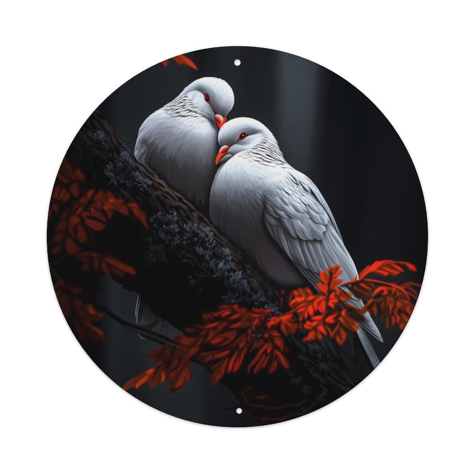 Animal White Doves Romantic Couple Love Intimate Vintage Metal Tin Sign Plaque Wall Decor for Cafe, Club Bar, Office, Garden Metal Poster 8x8Inch