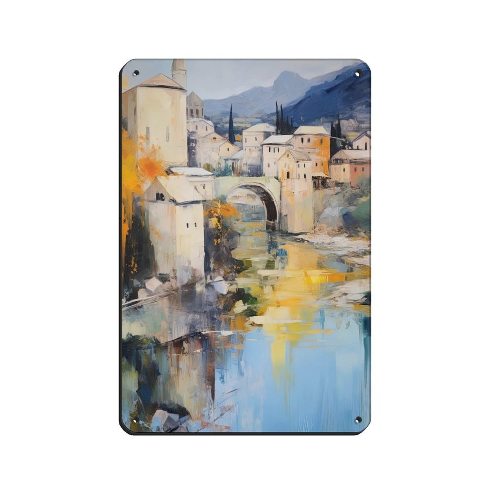 Poster en métal vintage Mostar Bosnie 20x30 cm pour décoration de bar