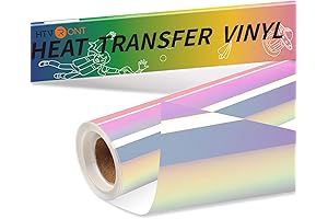 HTVRONT 12" x 6ft White Holographic Heat Transfer Vinyl