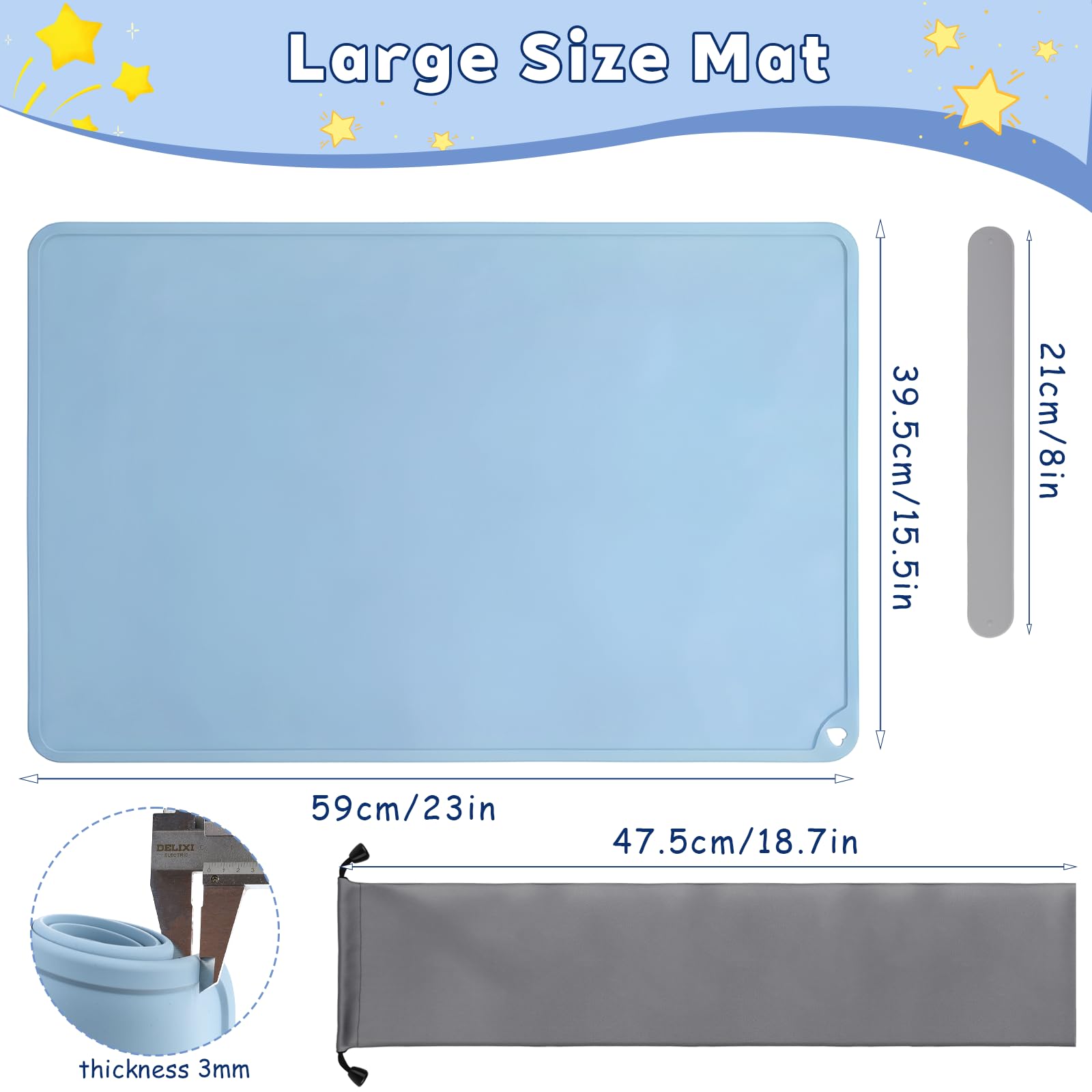 Tapis de Peinture en Silicone 60 x 40 cm avec Clip Magnétique et Sac de Rangement
