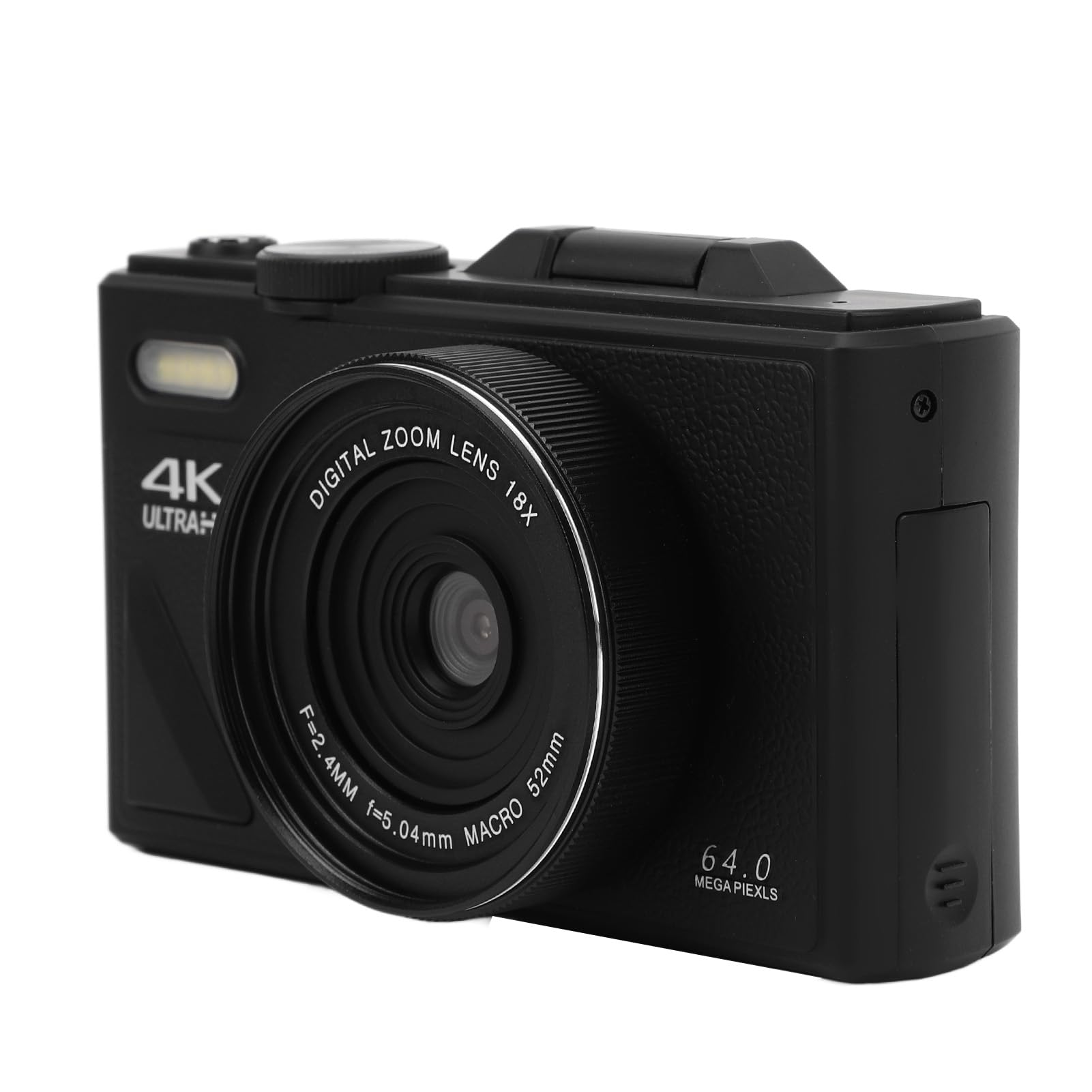 Cyfrowy Aparat Fotograficzny 4K, Aparat do Vlogowania o Rozdzielczości 64 MP UHD z Autofokusem i 3-calowym Odchylanym Ekranem, Kompaktowy Aparat Podróżny z 18-krotnym Zoomem
