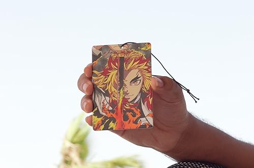Miniatura 5 de PumpCar Ambientador japonés de doble cara Kamado Tanjiro Kyojuro Rengoku japonés colgante de cereza perfumado Anime Cool para espejo retrovisor,