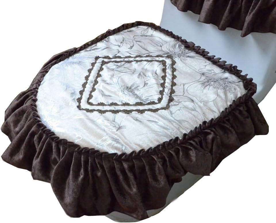 Lace Toilet Seat Cover Three-Piece Thicken Zipper Embroidery Toilet Tank Covers