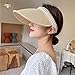 QTMY Straw Sun Visor Beach Hats for Women Girls,Chic Pearls Sun Hat (Beige)