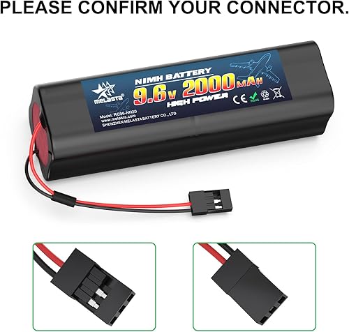 Miniatura 4 de melasta 9.6V 2000mAh NiMH RC receptor batería con conectores Hitec, batería recargable compatible con Futaba RC receptores aviones aviones