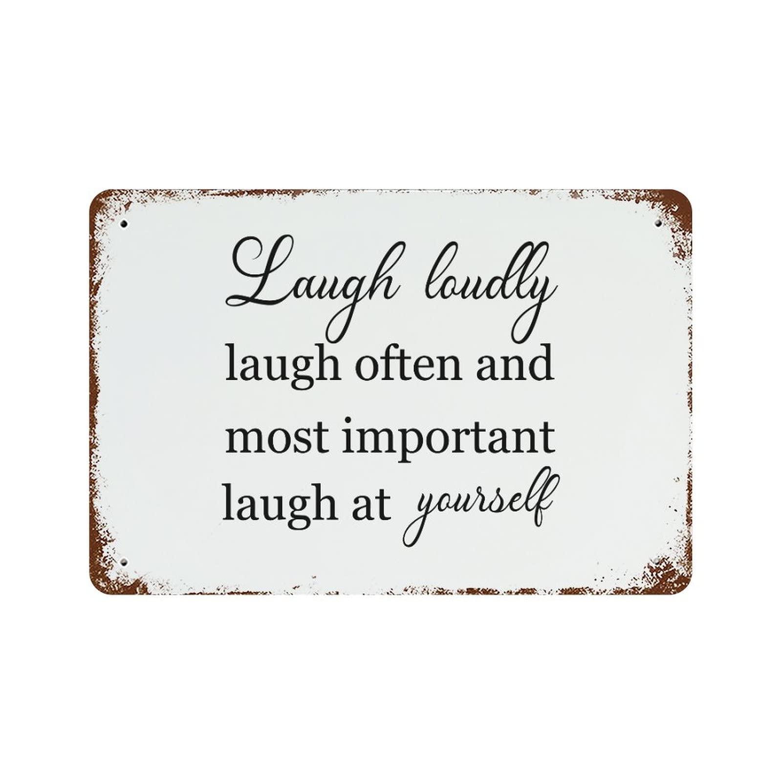 Panneau en métal Laugh Loudly plaque vintage déco chambre dortoir