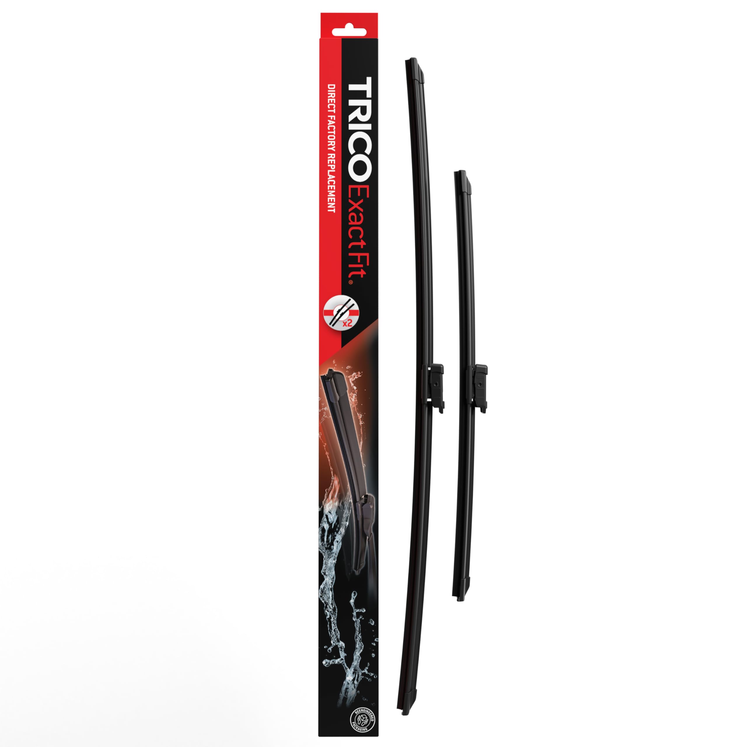 Trico Exact Fit Wipers - Beam Blade | Length:600/400MM | Set of Front Wipers for RHD Audi A1| Citroën:C4 III, C4 X | Fiat Doblo | Opel: Astra L, Corsa F | Peugeot 208 II | Skoda: Fabia III | VW Polo V