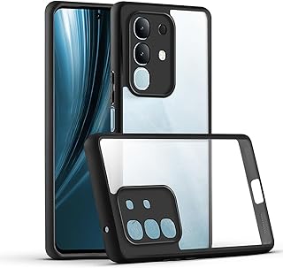 Dl3 Mobilak Compatible with Vivo Y29 4G Case Transparent, Military-Grade Shockproof Anti-Yellowing, Slim Protective Phone Case Full Bumper Cover With Camera Protective (Black)
