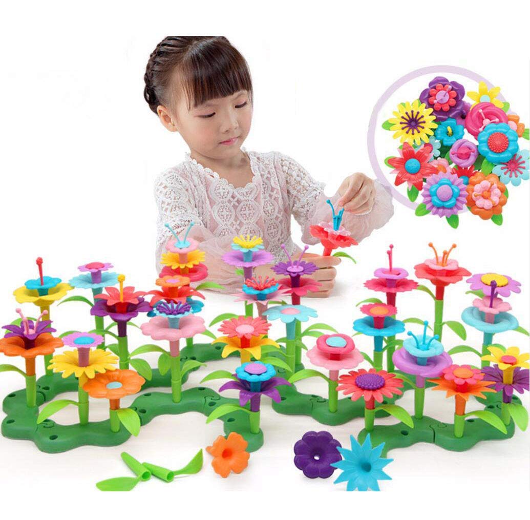 مجموعة مكعبات بناء الزهور 98 قطعة ، مجموعة ألعاب ترتيب الزهور الإبداعية ، لعبة البستنة على شكل زهرة للأطفال
