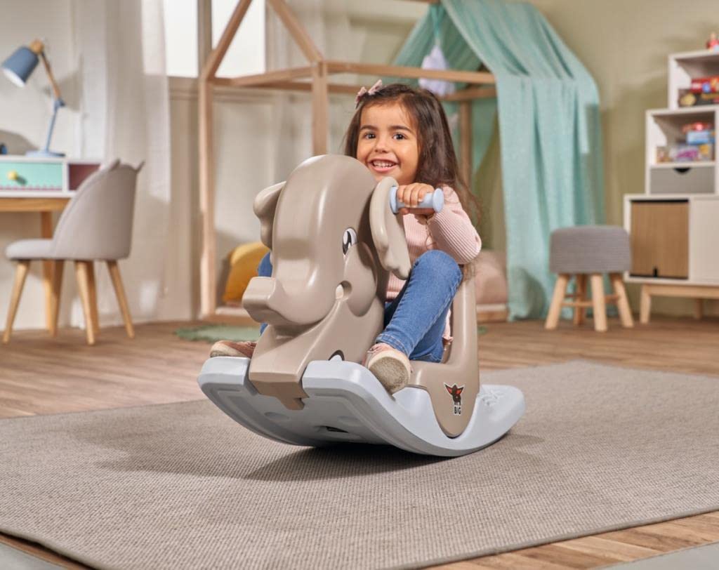 BIG Spielwarenfabrik 800056787 Big-Rocking-Elephant - Süßes Schaukeltier, Kinderwippe mit breiter Fußauflage, für Jungen und Mädchen, Schaukelelefant für Kinder ab 1 Jahr, grau