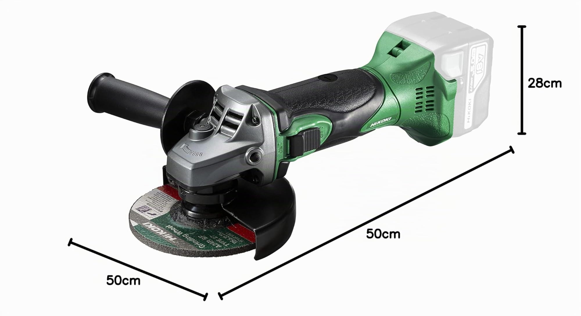 HiKOKI Meuleuse d'angle sans fil - 18V, 125 mm, 9.000 tr/min - Avec protection contre le redémarrage et verrouillage de broche - Compacte, légère et puissante pour le métal, la pierre et le plastique | Livrée en coffret HSC II avec disque de 125 mm, sans