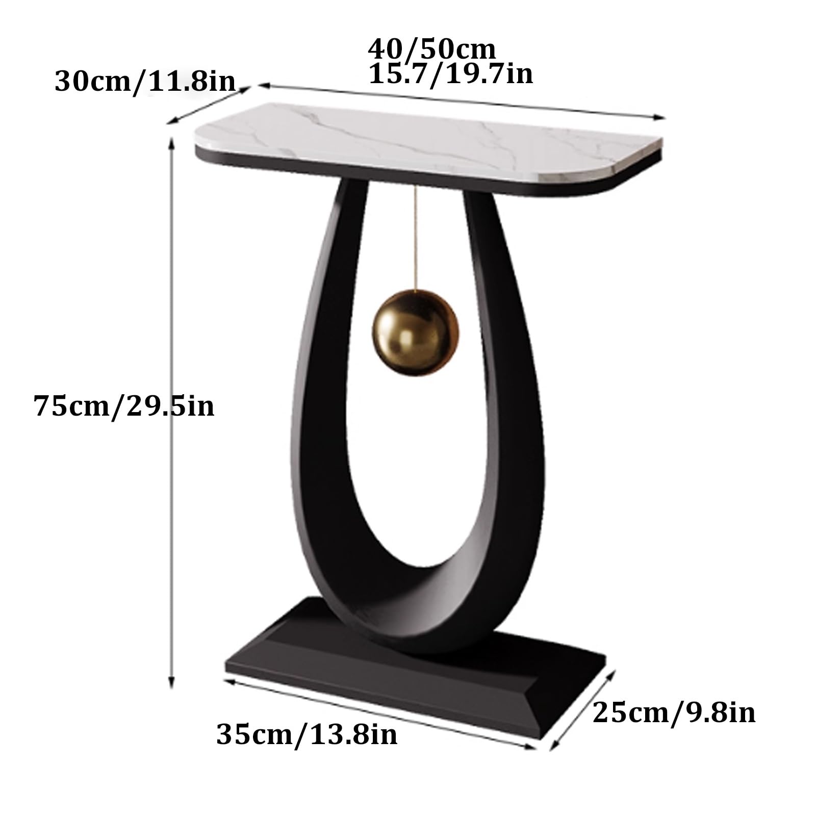 Tavolino da Divano Condo,Tavolo da Veranda in Ardesia,Veranda per Soggiorno,Splendida Struttura Rettangolare in Marmo/Metallo,Tavolo da Veranda in Marmo Nordico(Gold D,40cm/15.7in)