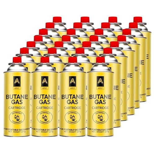 MAECENA Butane Gas Canister, 16 Bottles, for Camping Stove, Blowtorch, BBQ, Gas Heaters, Weed Burner