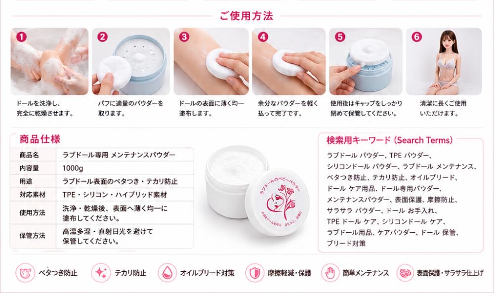 Amazon.co.jp: 【HAKUSEI】【 ラブドール専用 ベタつき ＆ テカリ防止