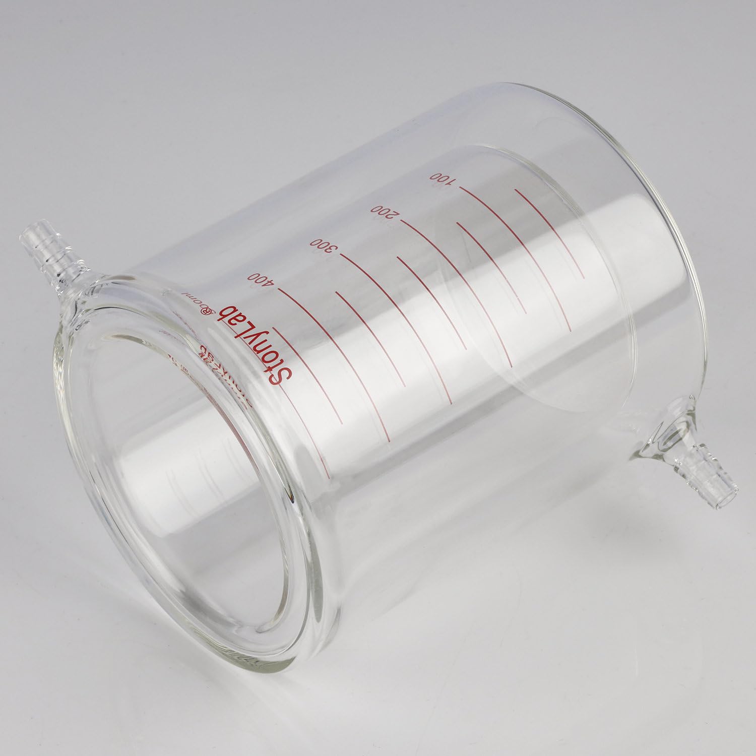 stonylab Vaso de Precipitados con Camisa de Vidrio, 500 ml, Borosilicato Graduado, Fondo Plano, Doble Pared para Reacciones de Laboratorio