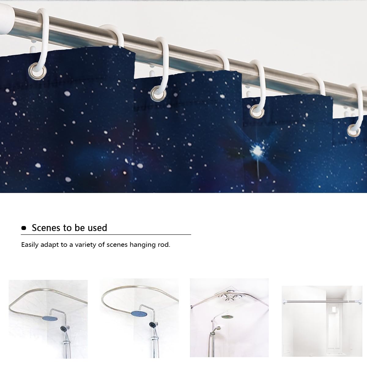 Estetyczny styl zasłony prysznicowe W200 x szer. 200 cm Country Blue Galaxy Night Sky Star wodoodporne odporne na pleśń zasłony łazienkowe poliester lekki łatwy do czyszczenia